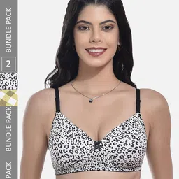 StyFun Pack Of 2 Printed Full Coverage Lightly Padded T-shirt Bra With All Day Comfort-16