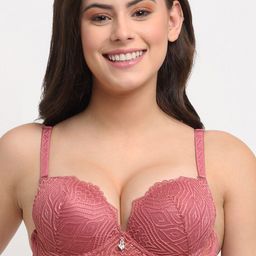 MAKCLAN Medium Coverage Underwired Lightly Padded All Day Comfort Dry Fit Push-Up Lace Bra-6