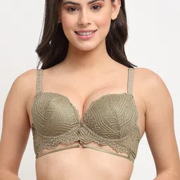 MAKCLAN Medium Coverage Underwired Lightly Padded All Day Comfort Dry Fit Push-Up Lace Bra-9