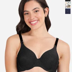 shyaway Pack of 3 Printed Medium Coverage Lightly Padded T-shirt Bra-All Day Comfort-image-82