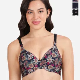 shyaway Pack of 3 Printed Medium Coverage Lightly Padded T-shirt Bra-All Day Comfort-image-83