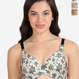 shyaway Pack of 3 Printed Medium Coverage Lightly Padded T-shirt Bra-All Day Comfort-image-85