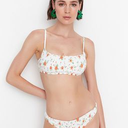 Trendyol Women White & Orange Printed Swim Bottom-image-34