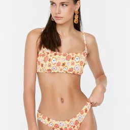 Trendyol Women Yellow & Orange Printed Swim Bottoms-image-56