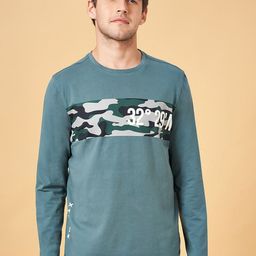 Ajile by Pantaloons Camouflage Printed Long Sleeves Slim Fit T-shirt-image-3