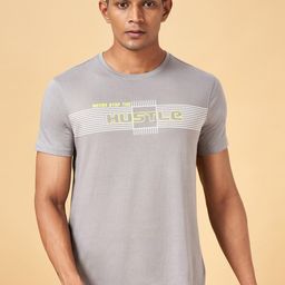 Ajile by Pantaloons Typography Printed Round Neck Cotton Slim Fit T-shirt-image-96