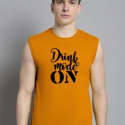 Friskers Typography Printed Sleeveless Slim Fit Pure Cotton T-shirt-image-65
