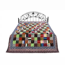 Exotic India Blue & White Geometric Cotton AC Room Double Bed Reversible Quilt-image-38