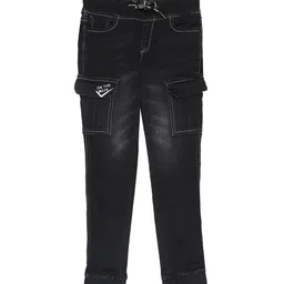 Pepe Jeans Boys Black Washed Cotton Stretchable Joggers-image-49