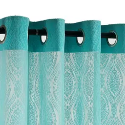 SWAYAM Blue Embroidered Sheer Door Curtain-image-63
