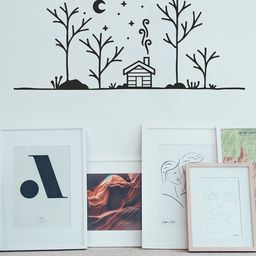 RANGOLI Kids Black House and tree Wall Sticker-22