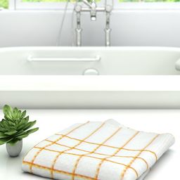 Athom Trendz White & Orange Striped Cotton 210GSM Bath Towels-16