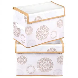 Kuber Industries White 2 Pieces Foldable Transparent Lid Velcro Drawer Box Organisers-16