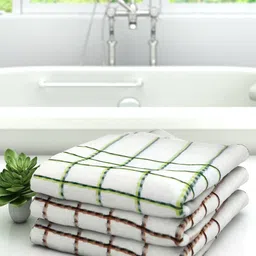 Athom Trendz Set Of 3 Striped Cotton Bath Towels-11