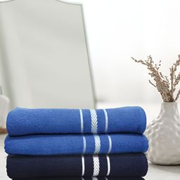 Athom Living Blue & Navy Blue 4Pieces Cotton 350 GSM Bath Towel-image-14