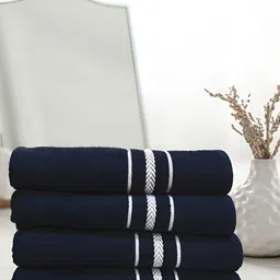 Athom Living Navy Blue 4 Pieces Cotton 350 GSM Bath Towel-image-77