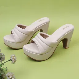 ICONICS Women Cream-Coloured Platform Sandals-32