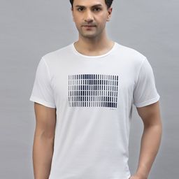 Red Tape Men White & Navy Blue Printed T-shirt-image-20