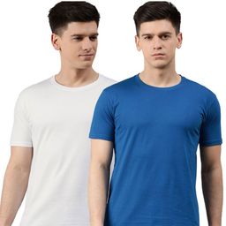 UNSULLY Men White & Blue Pack of 2 Cotton Training or Gym T-shirt-image-44