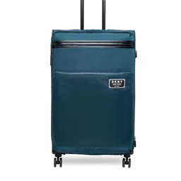 DKNY Teal-Blue Black Solid GLOBE TROTTER Soft-Sided Large Trolley Bag-43
