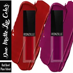 Ronzille Duo Matte Liquid Lipstick 2.5ml Each - Red Devil 13 & Plum Velvet 07-46