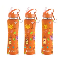 NIRLON Orange 3 Pcs Printed Stainless Steel Single Wall Vacuum Water Bottles 750 ml Each-image-90