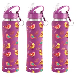 NIRLON Purple 3 Pieces Printed Stainless Steel Single Wall Vacuum Sippers 750 ml Each-image-85