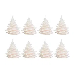Sitara Crafts White 8 Pieces Textured Tree Shape Candles-46