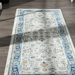 OBSESSIONS Navy Blue & White Ethnic Motif Anti-static Floor Runner-44