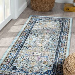 OBSESSIONS Navy Blue Traditional Floor Runner-33