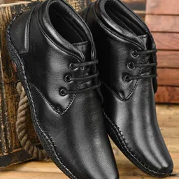 Mactree Men Black Leather Formal Derbys-image-2