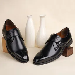 LOUIS STITCH Men Dual Tone Patina Shaded Formal Monks-image-35