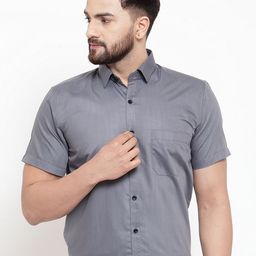 JAINISH Men Grey Classic Slim Fit Solid Formal Shirt-image-106