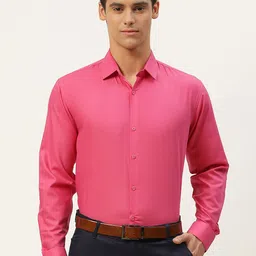 SOJANYA Men Pink Pure Cotton Solid Classic Formal Shirt-image-96