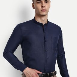 KRAASA Band Collar Classic Pure Cotton Formal Shirt-image-7