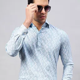 LOUIS STITCH spread collar Long Sleeves Floral Opaque Printed Semiformal Shirt-picture-42