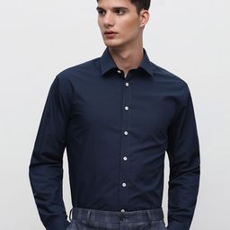 SELECTED Self Design Spread Collar Formal Shirt-image-43