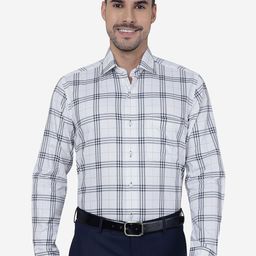 METAL Slim Fit Tartan Checked Pure Cotton Formal Shirt-image-87