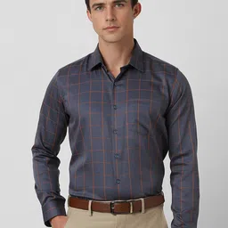 Van Heusen Men Spread Collar Checked Cotton Slim Fit Formal Shirt-picture-35