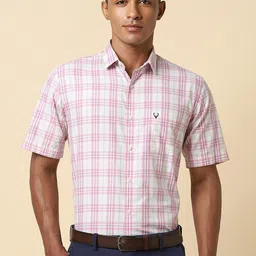 Allen Solly Slim Fit Tartan Checked Spread Collar Pure Cotton Formal Shirt-image-84