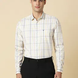 Allen Solly Checked Cotton Spread Collar Long Sleeves Slim Fit Opaque Formal Shirt-image-1