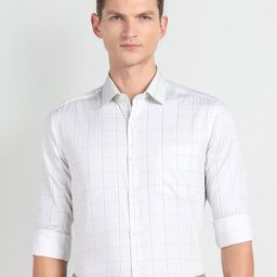 Arrow Windowpane Checks Slim Fit Pure Cotton Formal Shirt-picture-14