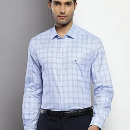 Tommy Hilfiger Windowpane Checked Long Sleeves Pure Cotton Formal Shirt-image-43