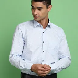 J White by Vmart Printed Spread Collar Long Sleeves Cotton Formal Shirt-image-6