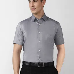 Peter England Men Grey Textured Formal Shirt-image-57