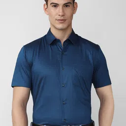 Peter England Men Blue Slim Fit  Pure Cotton Formal Shirt-image-94