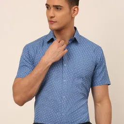 JAINISH Men Blue Classic Printed Formal Shirt-3