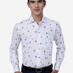 METAL Geometric Printed Slim Fit Cotton Formal Shirt-image-25