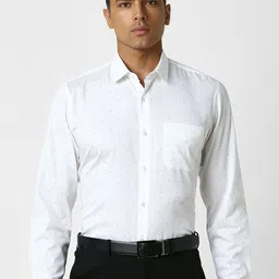 Peter England Slim Fit Micro Ditsy Printed Spread Collar Cotton Formal Shirt-picture-36