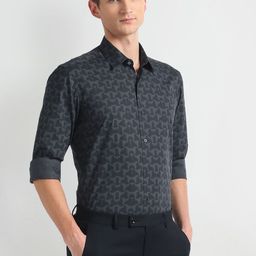 Arrow New York Printed Spread Collar Pure Cotton Slim Fit Formal Shirt-image-29